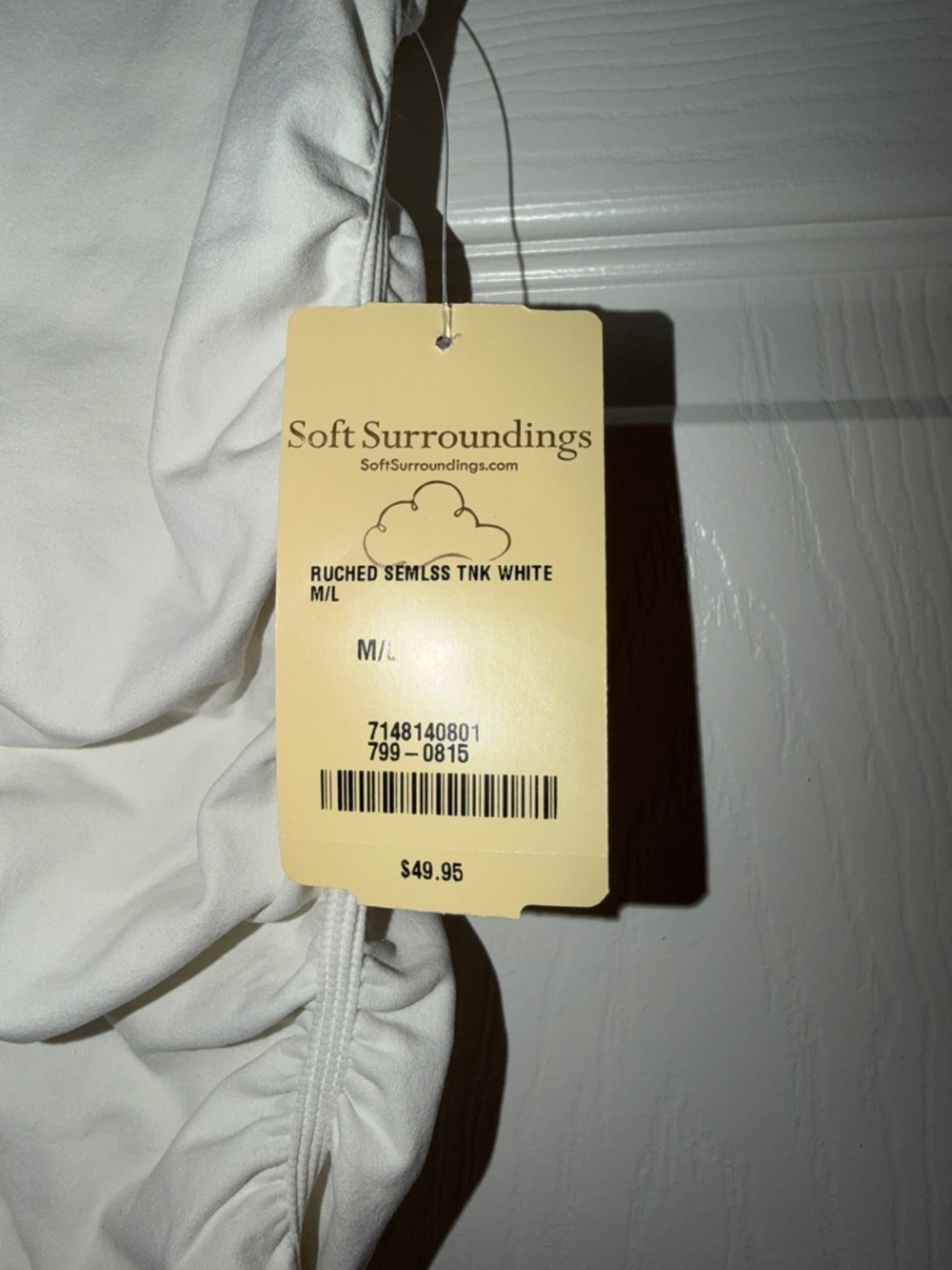 Soft Surroundings White Ruched Tank Top - Picture 5 of 6